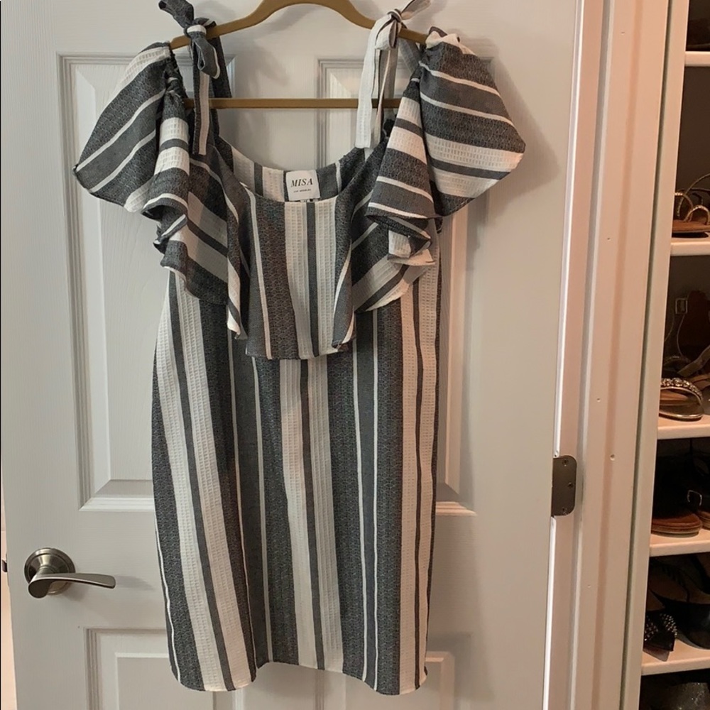 Gray and white blouse